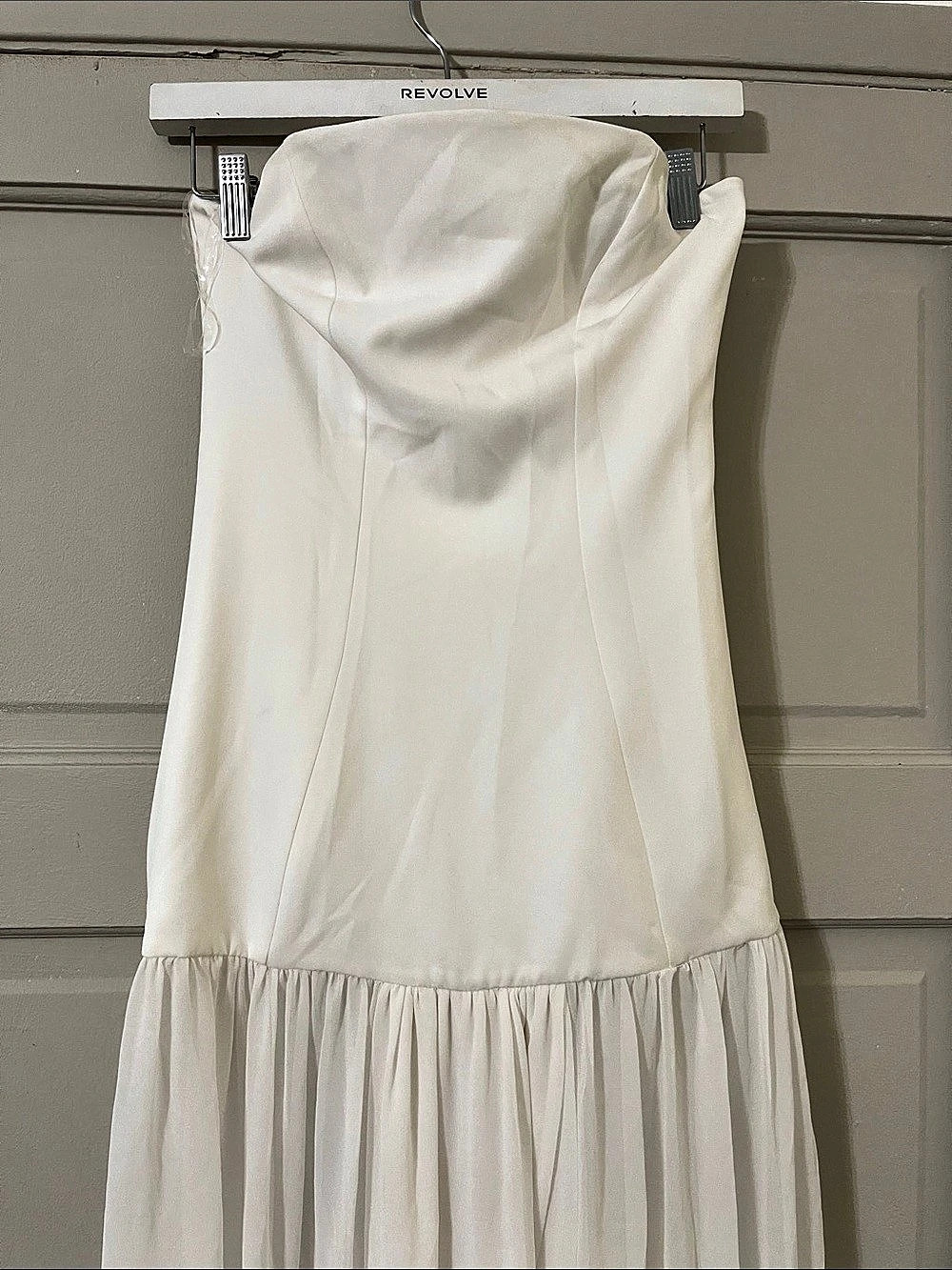 REVOLVE Strapless Pleated Maxi Dress in White Like New